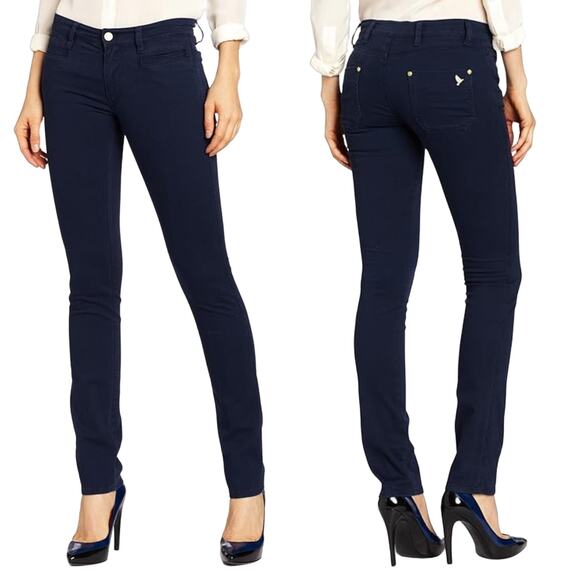 NEW MiH The Oslo Jeans Mid Rise Long Slim Leg Dark Blue Anthropologie Size 26 S - Picture 1 of 16